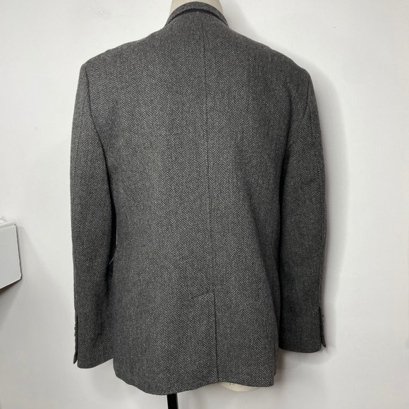 Abercrombie & Fitch Men’s L Wool Blend Herringbone Gray Tweed Blazer - Picture 2 of 15